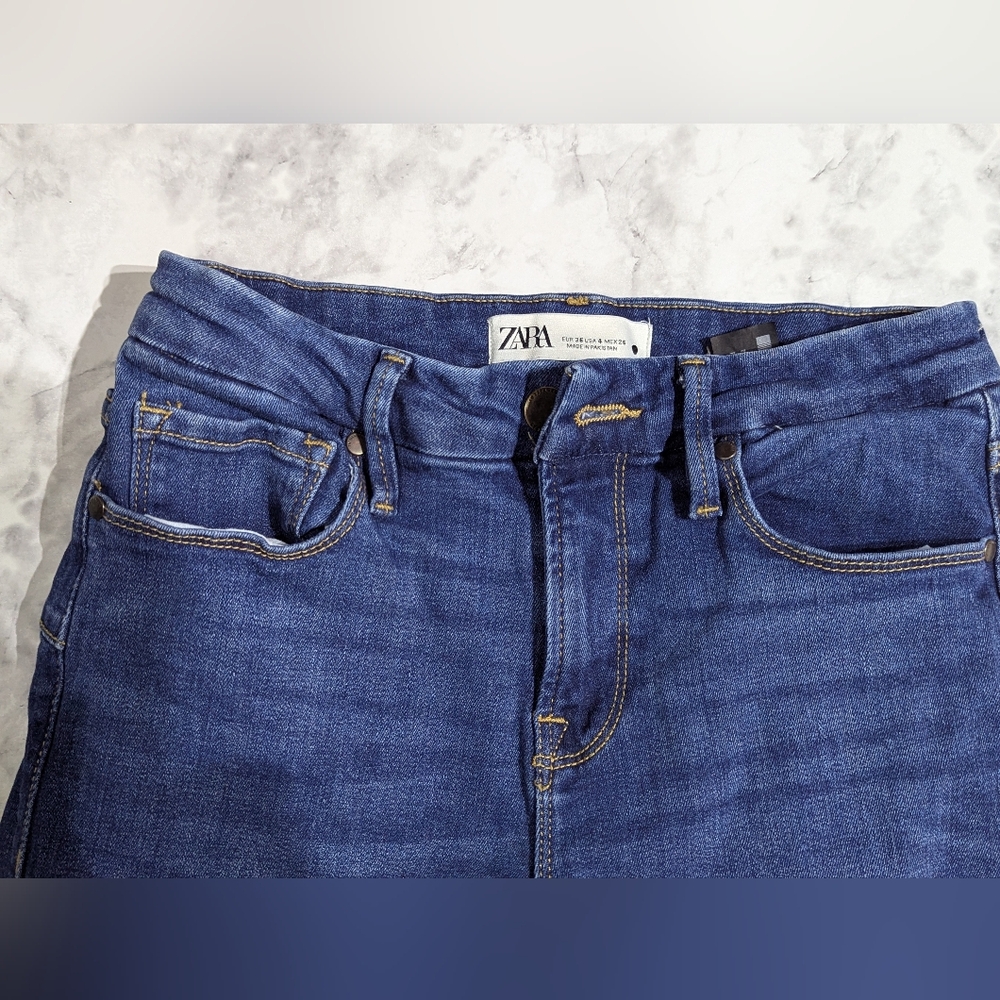 Zara Blue 7223/265 Mid-rise Bootcut Blue Denim Jeans Size 4 US - Picture 10 of 14